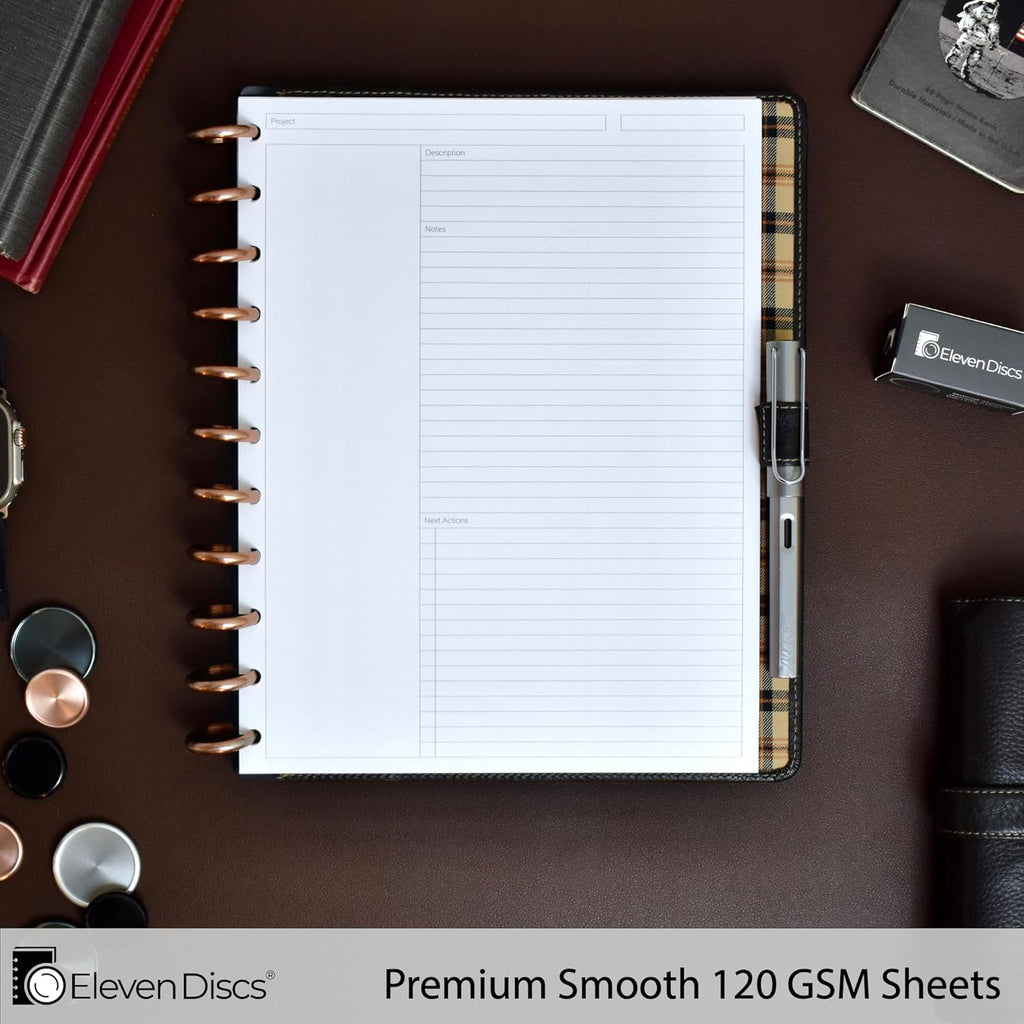 Discbound Paper, Letter Size Project Planning Sheets - Premium 120gsm Heavyweight Notebook & Planner Refills - 11