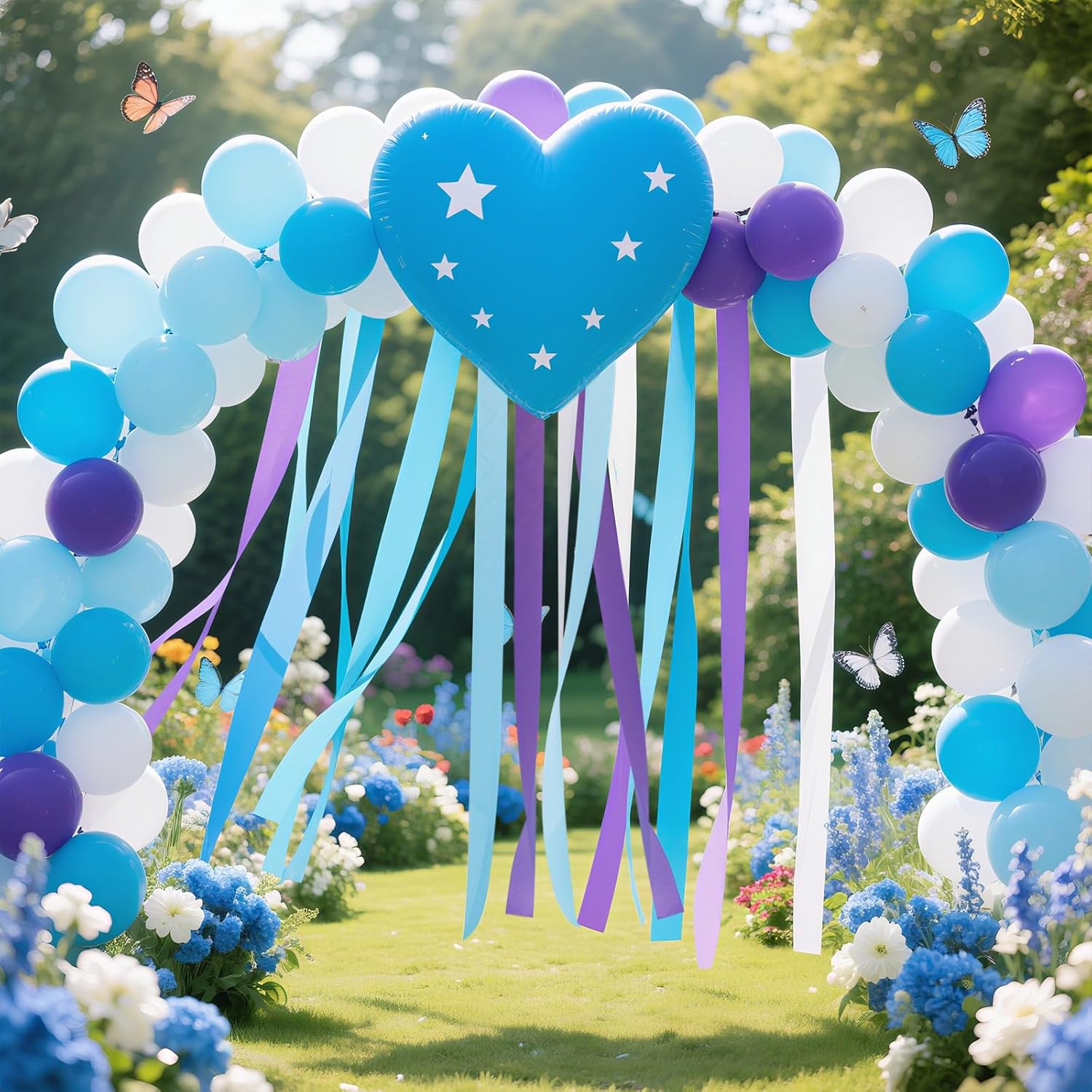 Frozen Birthday Party Decorations, 8 Rolls Purple Blue White Crepe Paper Streamers for Winter Princess Christmas