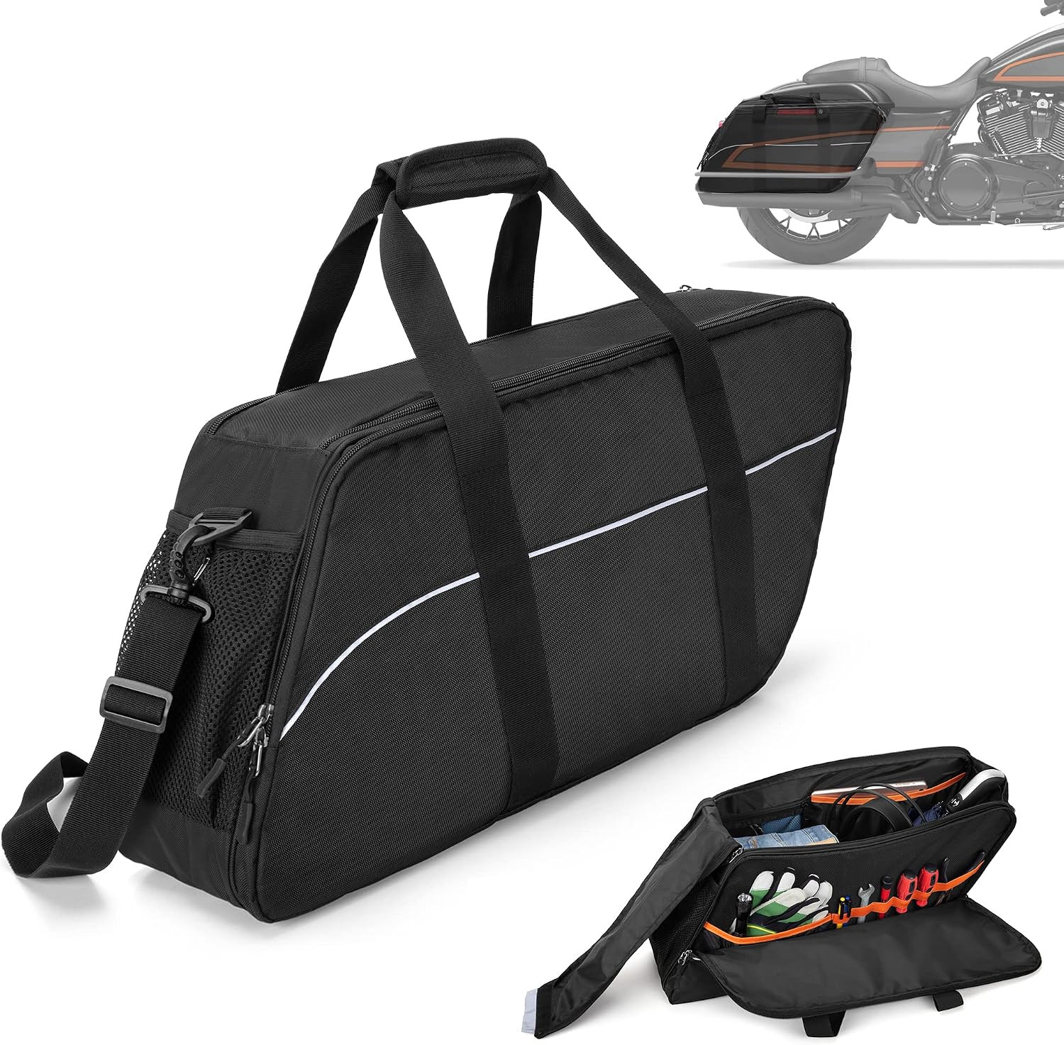 Motorcycle Saddlebag Liners Bag, Travel Saddlebag Organizer | Compatible with Harley Davidson 1993-2022 Touring Road