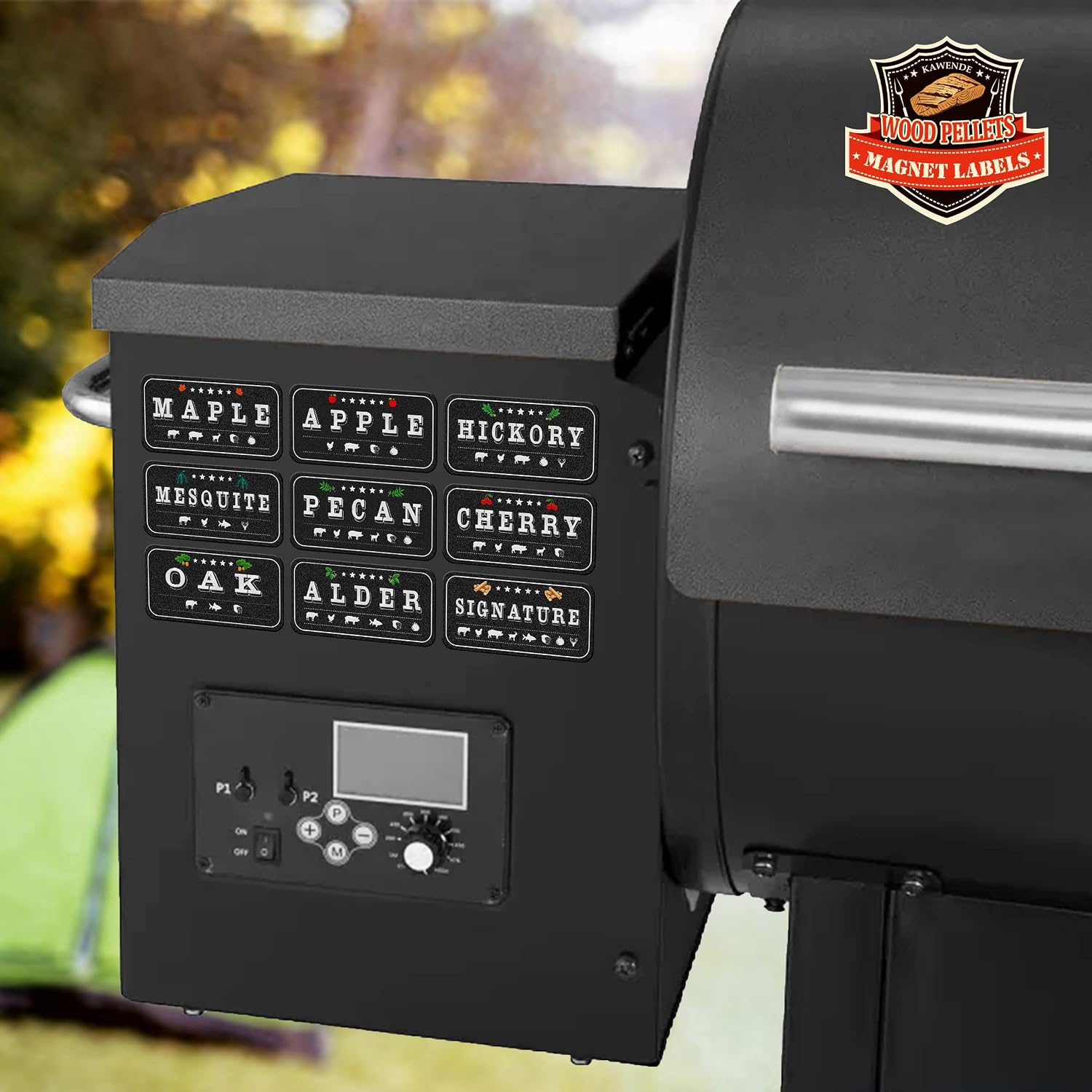Wood Pellets for Smoker - Magnet Labels, Accessories for Pellet Smoker Grill, Metal Material, Frosted Design, Perfect