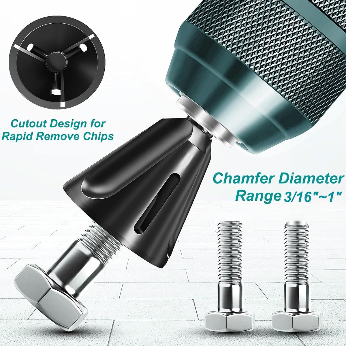 2PCS YG8 Tungsten Carbide Deburr Chamfer Bits 1/4" Hex Shank, Fits 1/8-3/4"