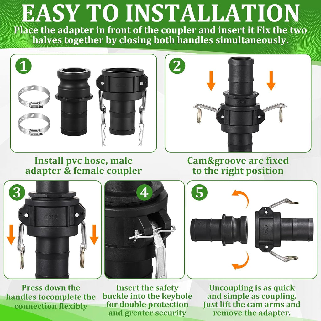 2 Set 2 Inch Camlock Fittings Type C&E