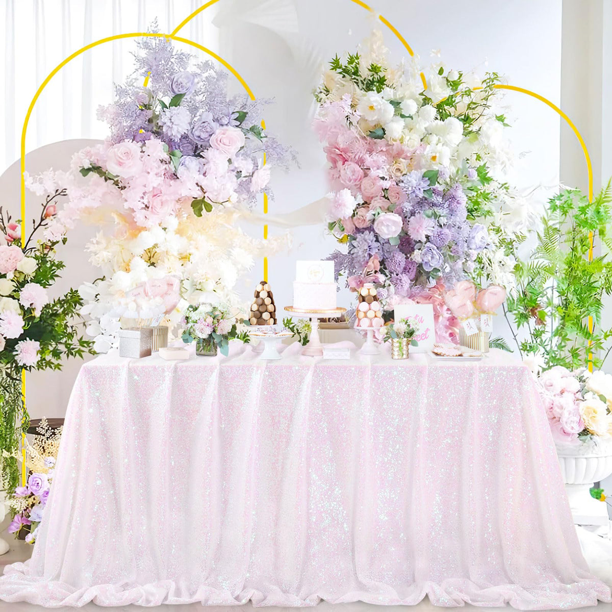 Seamless Iridescent Sequin Tablecloth 60x102 Inch Mermaid Rectangle Overlay