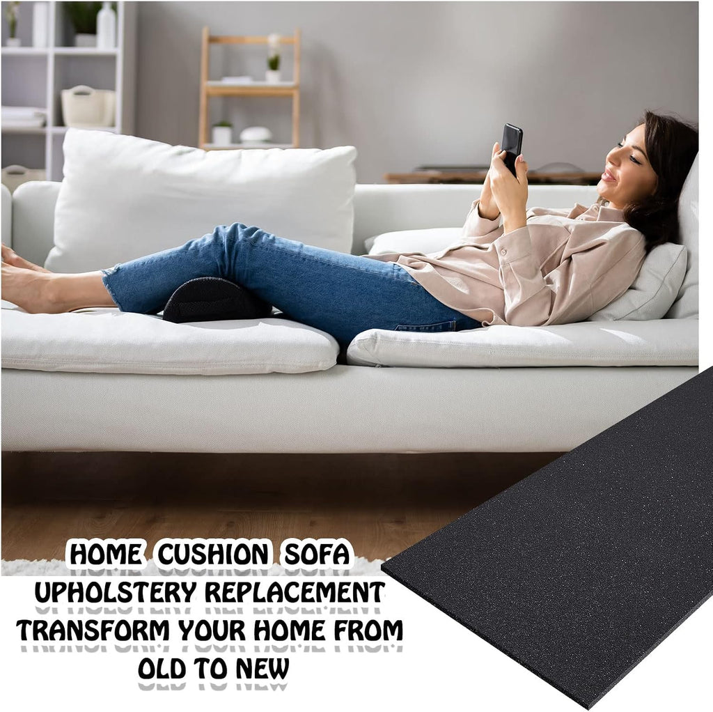 1 Pack Upholstery Foam Sheet, 1/2" X 24" X 72", Black