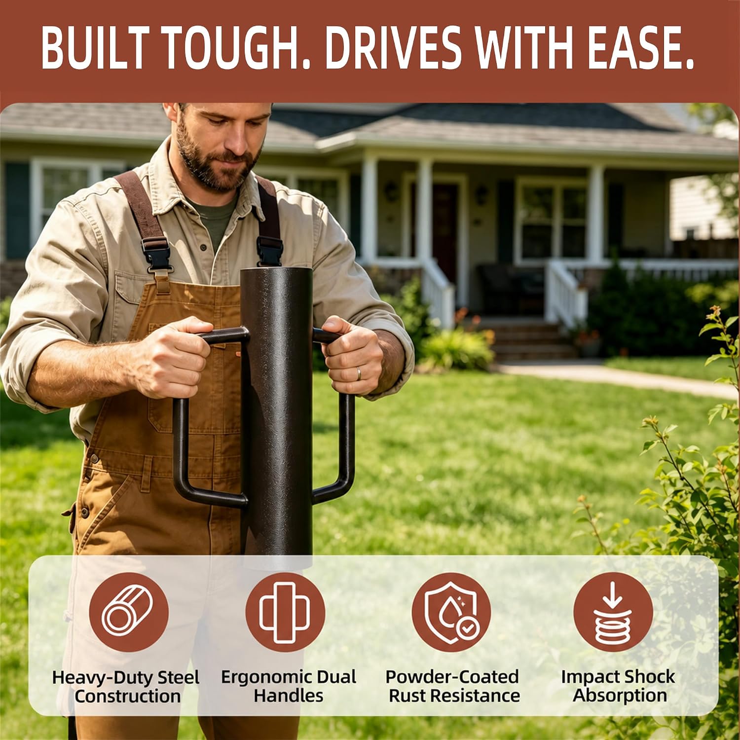 9.6LB Fence Post Driver with Handle,T Post Driver,16.8 Inch