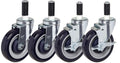 4" Expandable Stem Caster Set | for 7/8" ID Tubing | Polyurethane with Precision Bearings