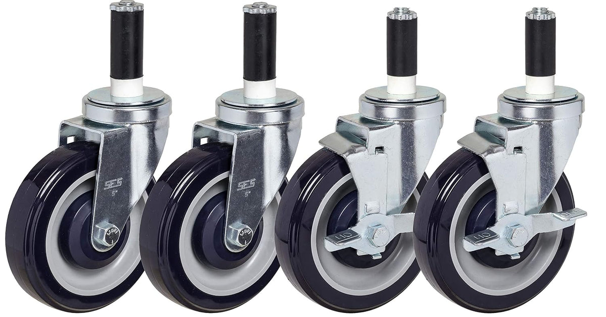 4" Expandable Stem Caster Set | for 7/8" ID Tubing | Polyurethane with Precision Bearings