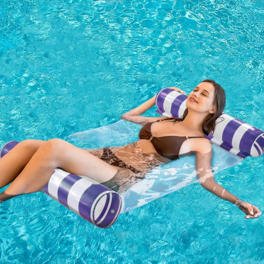 2-Pack Swimming Pool Float Hammock, Multi-Purpose Inflatable Hammock Pool Hammock (Saddle, Lounge Chair, Hammock
