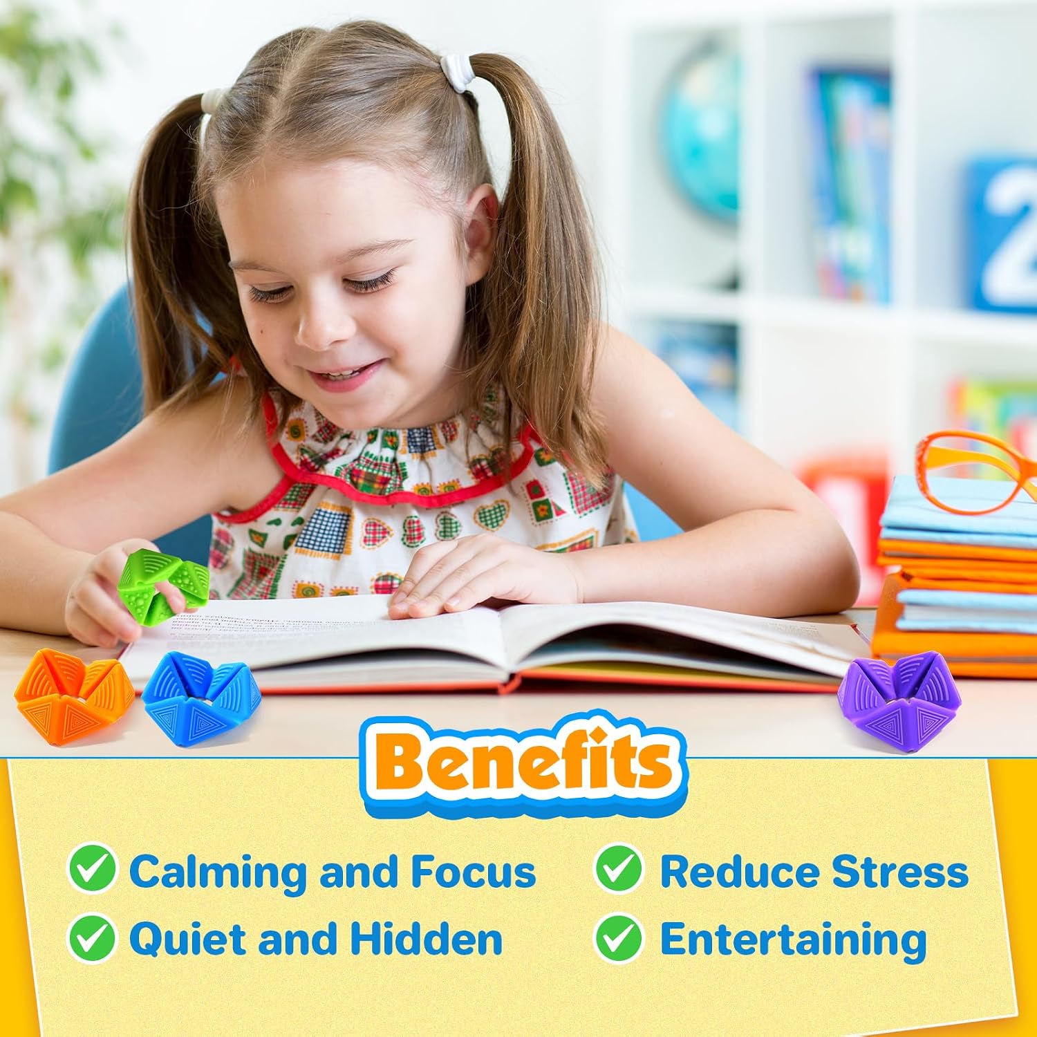 Fidget Sensory Toys for Kids: Quiet Silicone Sensory Flip Cube with Textures - Calming Toys for Autism Kids Stress