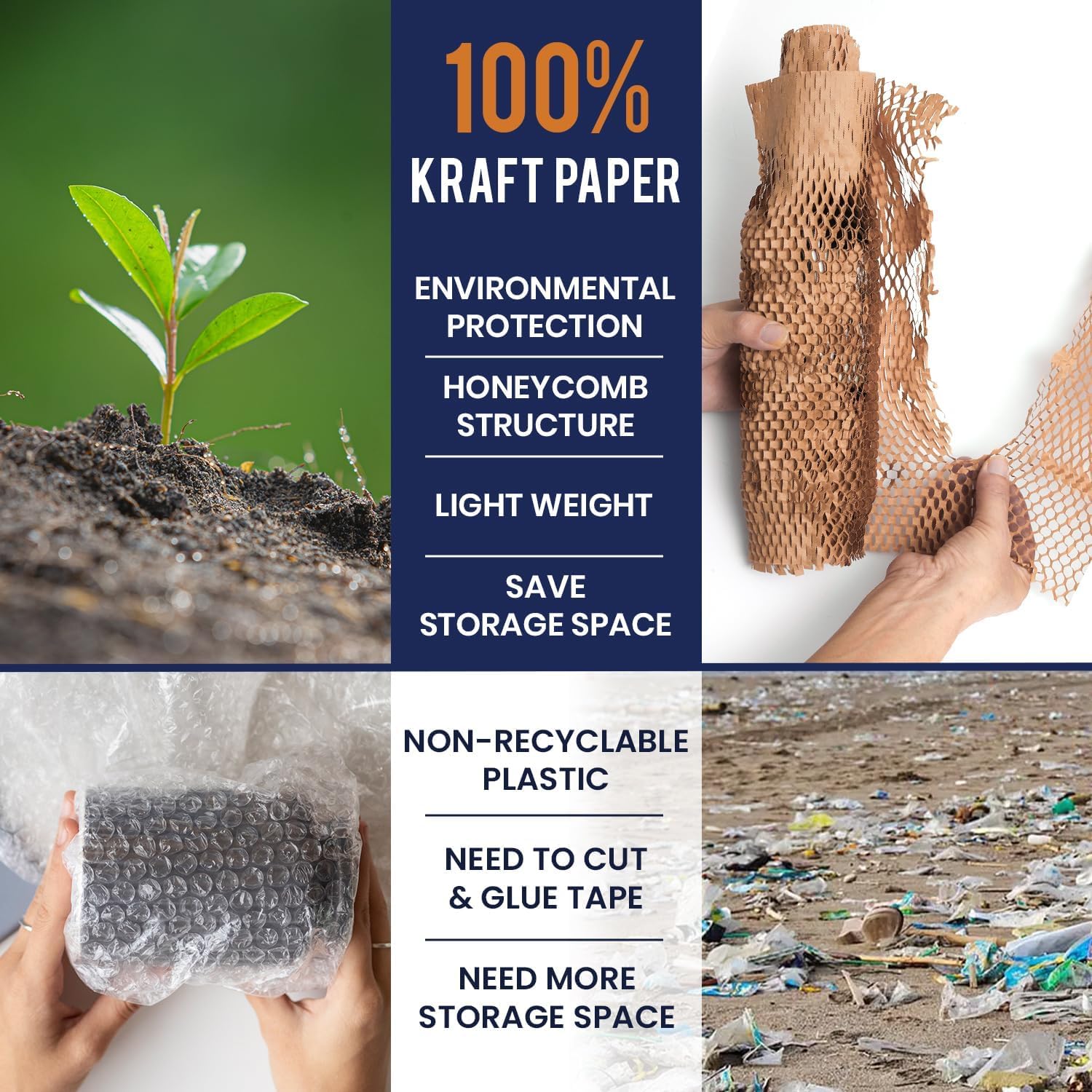 Honeycomb Packing Paper For Moving 12" x 150ft With Rope & Fragile Stickers | Eco Friendly Shipping & Moving Paper
