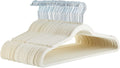 Slim Velvet Non-Slip Space Saving Suit Clothes Hangers with Shoulder Notches for Closet Organization, Ivory/Silver