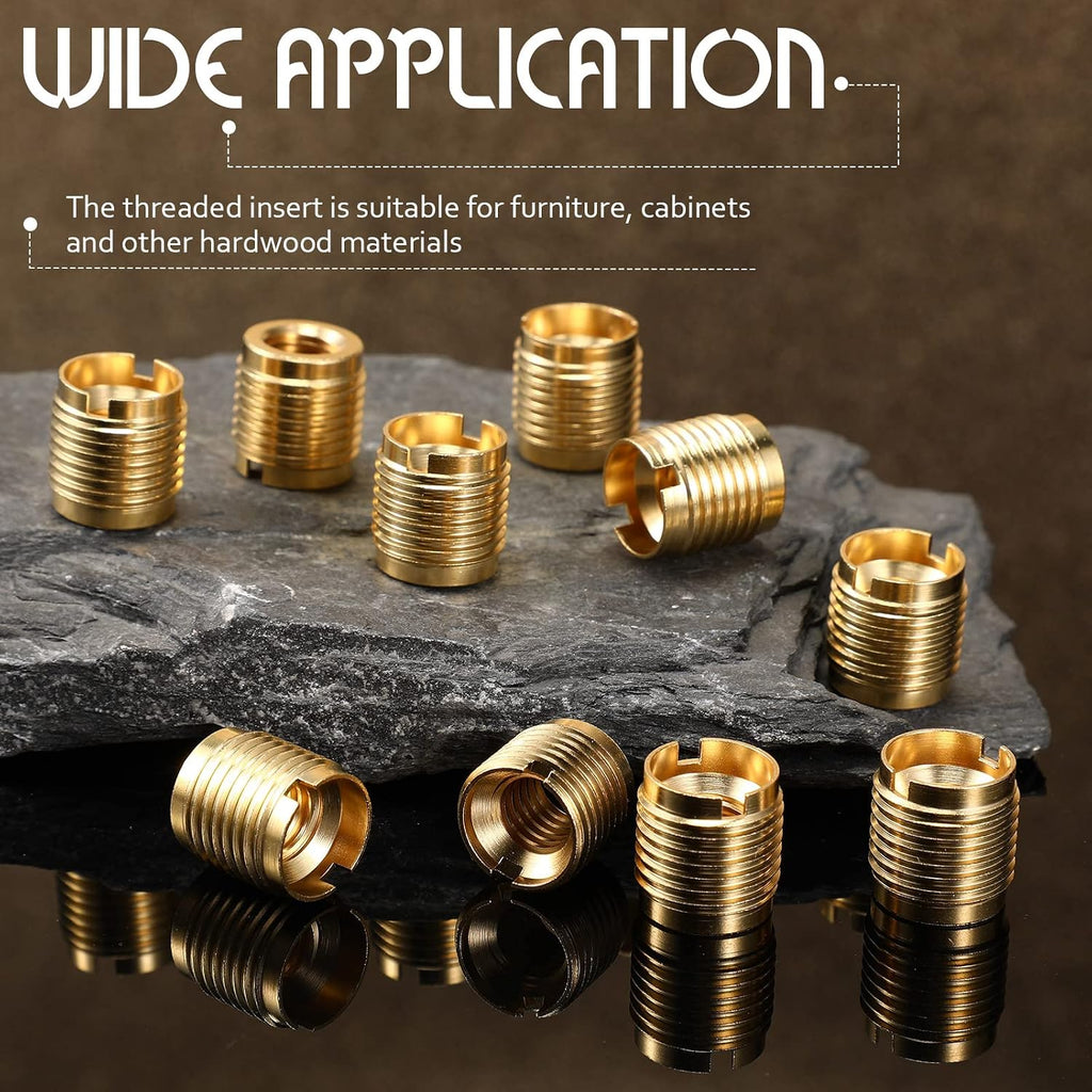10 Pcs LEIFIDE 20 Pcs Brass Threaded Inserts 3/8-16 Wood Tap Handle 0.625''