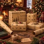 Vintage Christmas Wrapping Paper Rolls,Newspaper Brown Gift Wrap