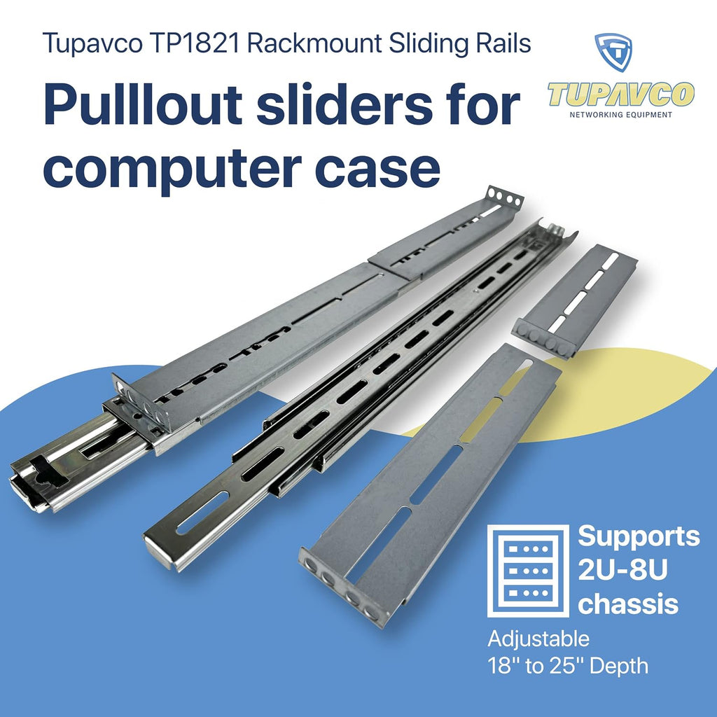 Rackmount Sliding Rails Kit - for 2U-8U Chassis, 18" to 25" Depth