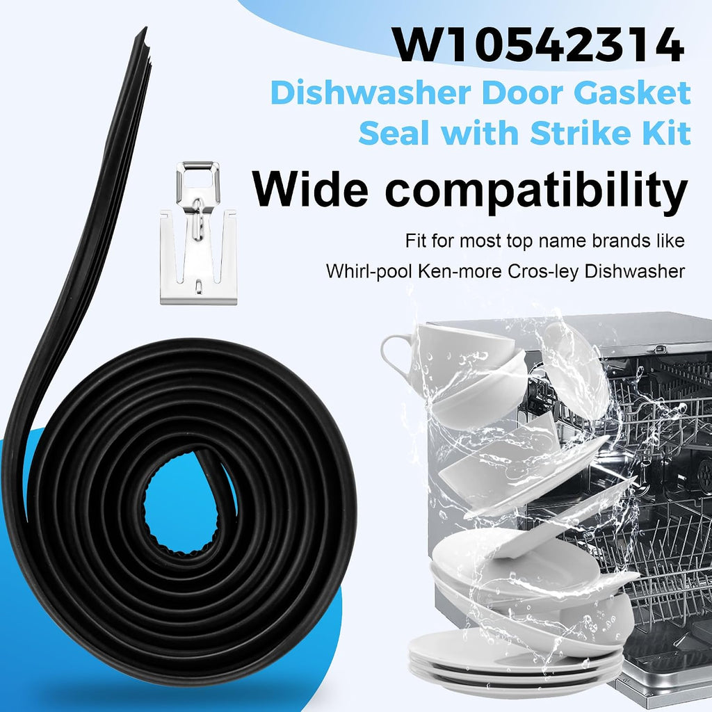 W10542314 Dishwasher Door Seal Replacement for Whirlpool, Kenmore, KitchenAid, Maytag - Replaces W10300589, W10284090, W10350162, PS5136129, AP5650274
