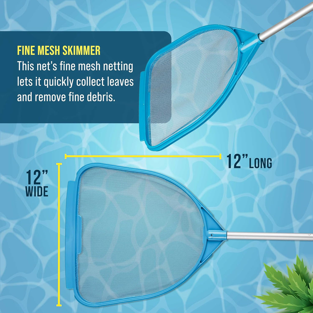 Pool and Spa Skimmer Net with Pole, Handheld Fine Mesh Pool Skimmer Net - Hand Held Spa, Hot Tub, Pond Cleaning