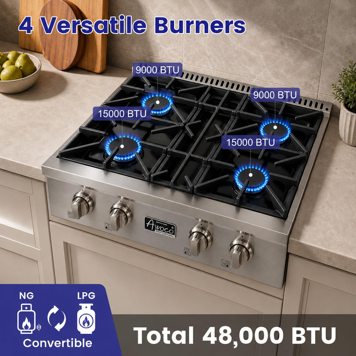 30" Professional Stainless Steel Gas Cooktop Gas Rangetop