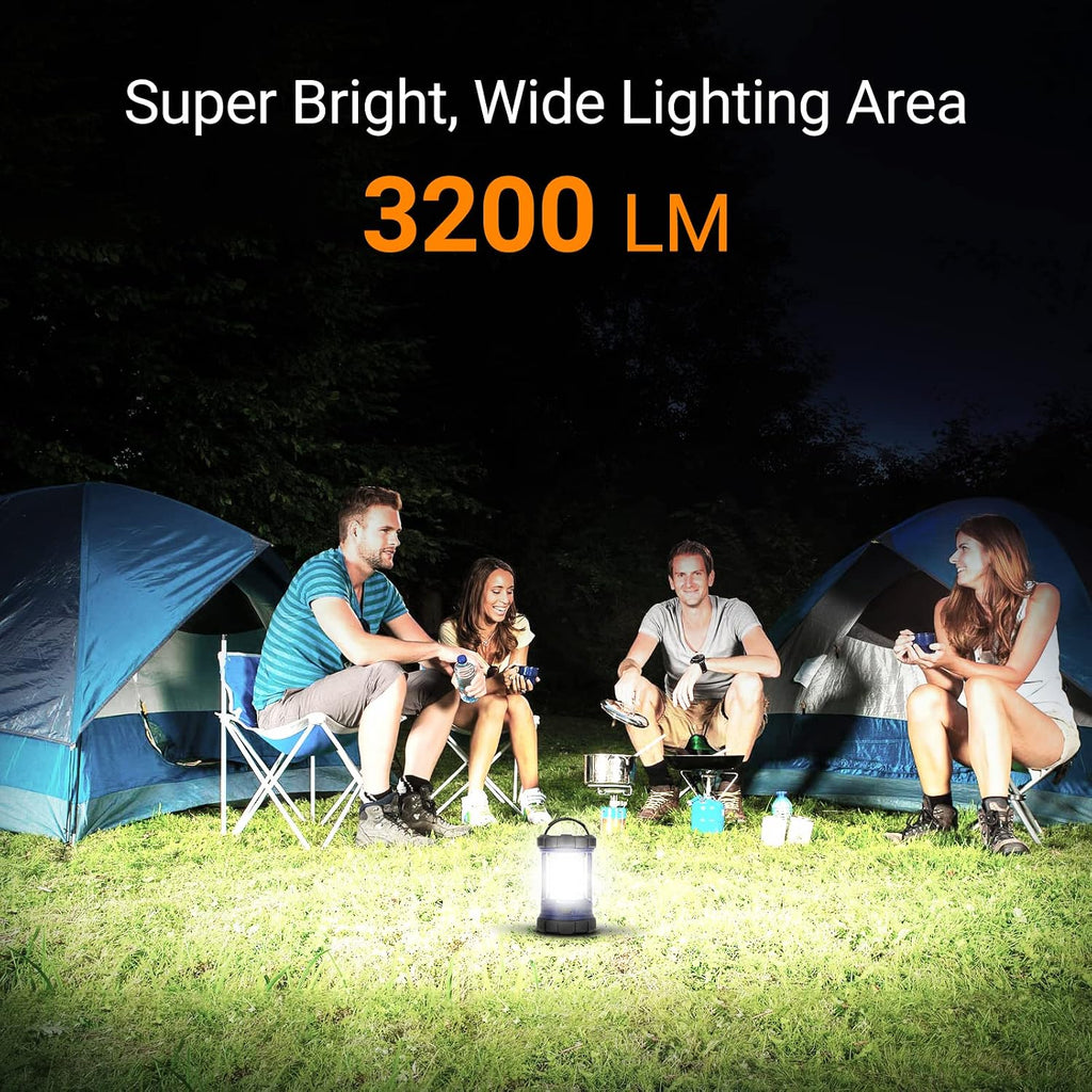 Camping Lantern, 3200LM LED Lanterns for Power Outages, 4600mAh Phone Charger & Rechargeable Lantern, 5 Light Modes