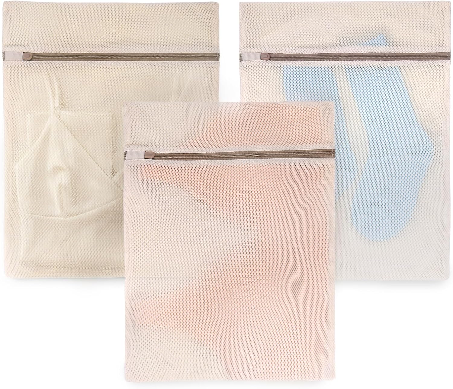 Soft Cotton Mesh Laundry Bags for Delicates 12x16 Inches (3 Medium)