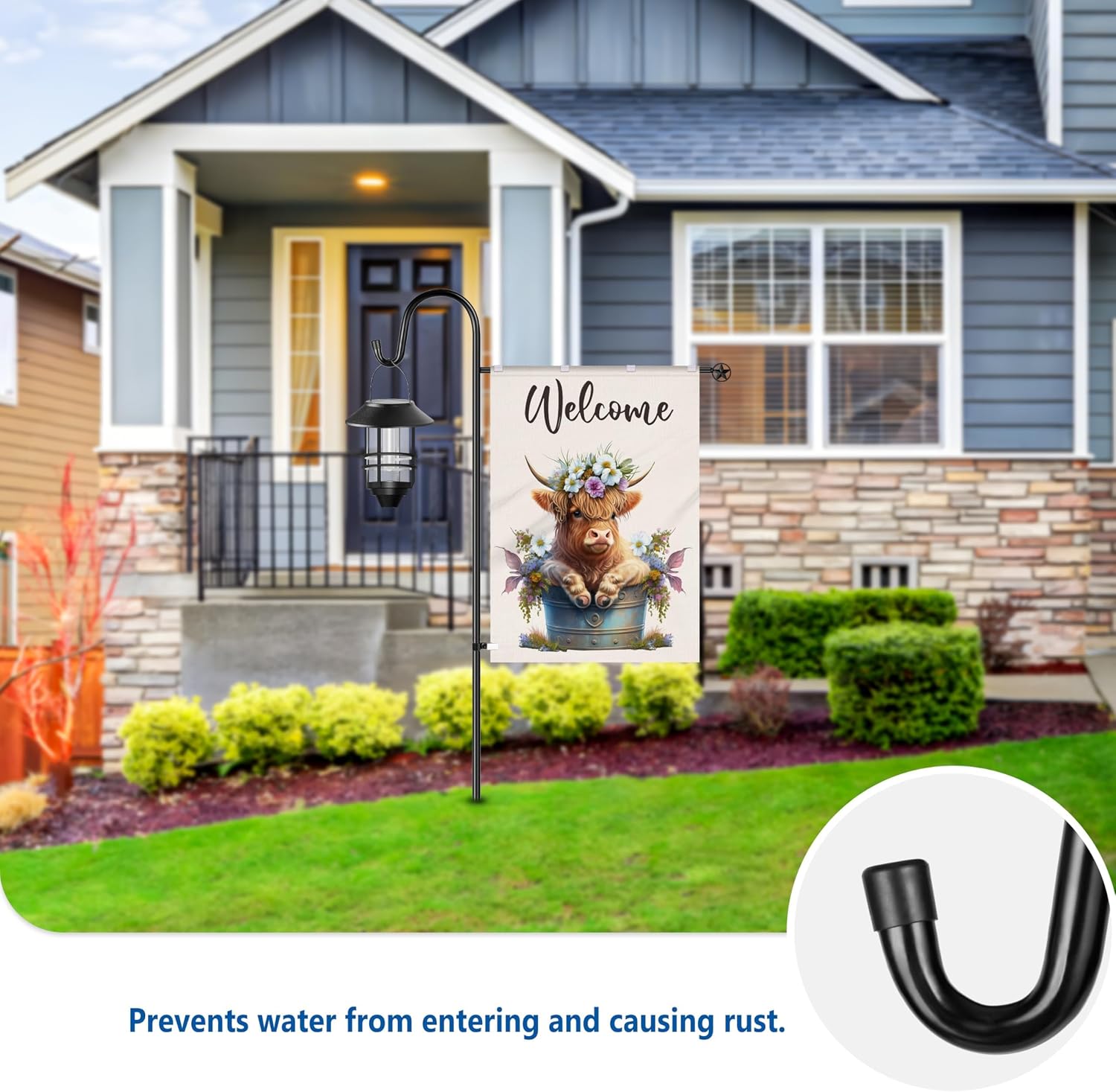 Garden Flag Stand, Heavy Duty Flag Pole Holder with Shepherd Hook for Yard Decoration, 60 INCH Sturdy Yard Flag Post