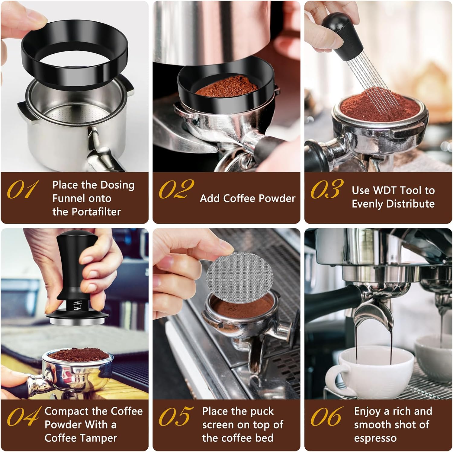 25 PCS Espresso Accessories Kit, Espresso Tamper Kit Coffee Tamper Set, 51mm Espresso Tamper with Spring Loaded