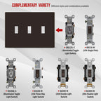 ENERLITES Screwless Triple Toggle Light Switch Wall Plate Cover, Brown