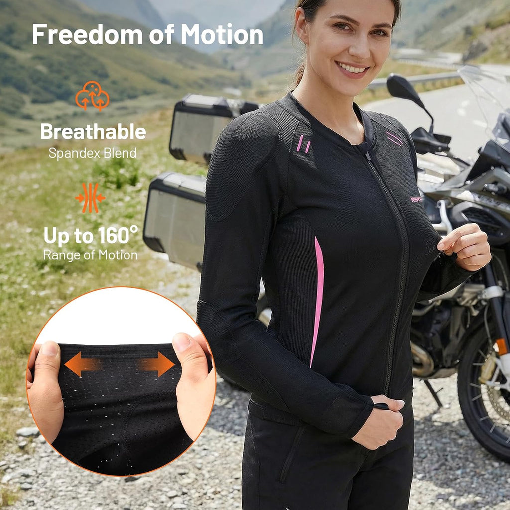Women's Mesh Motorcycle Jacket with CE Certified Protective Jacket Motorcycle Riding Shirt for Motorcycle Bicycle