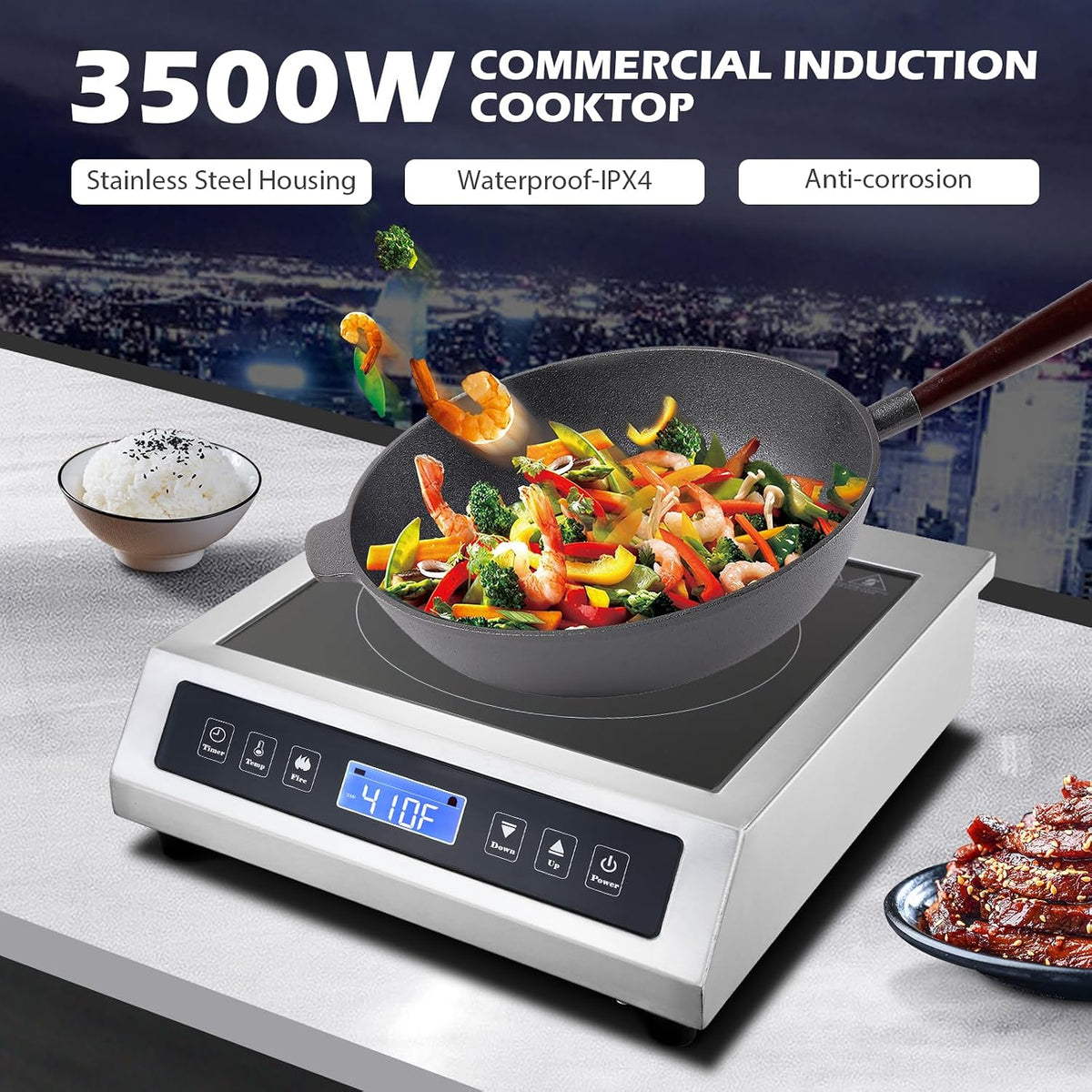 Commercial Induction Cooktop, Portable Electric Countertop Burner with Sensor Touch and LCD