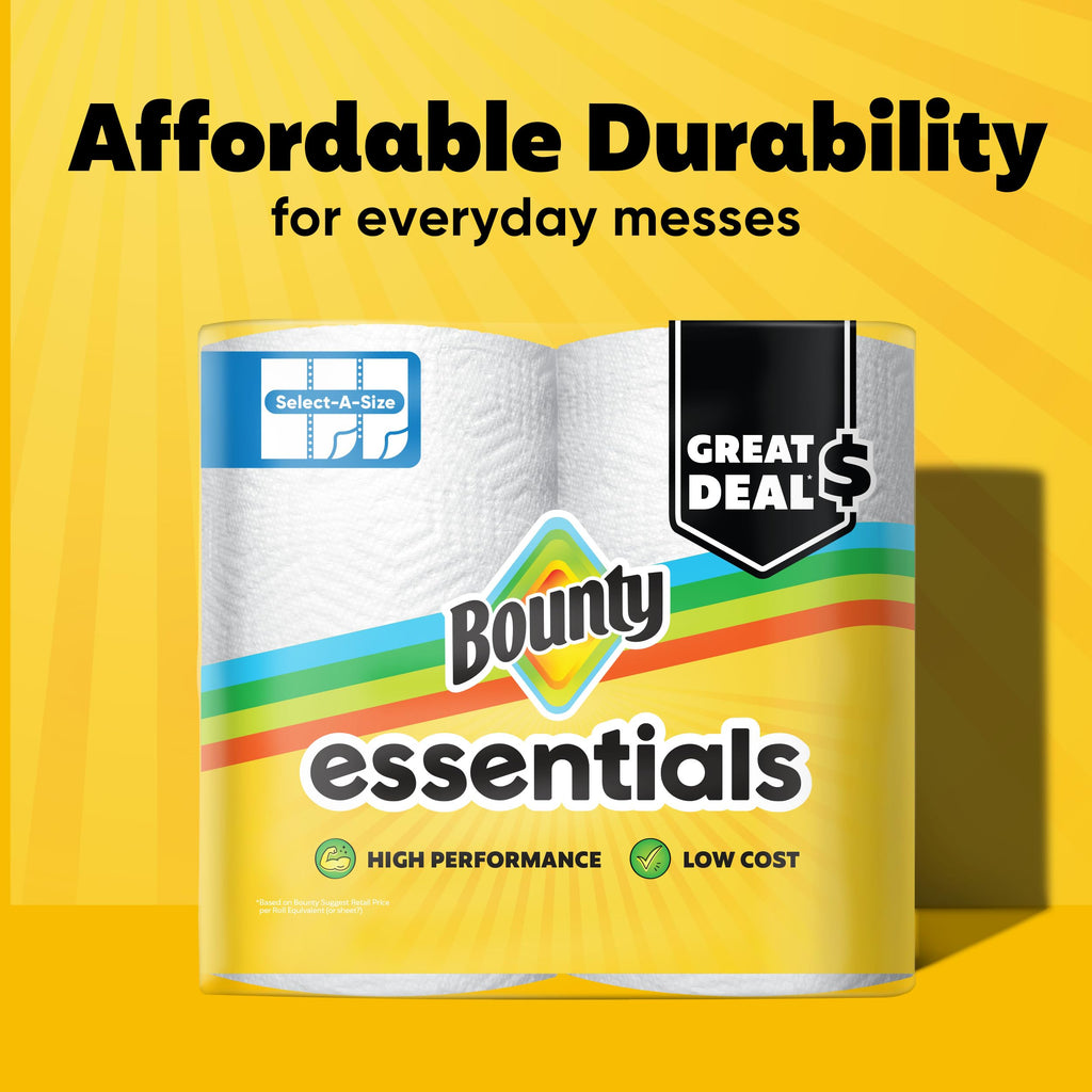 Essentials Select-A-Size Paper Towels, 6 Double Rolls, White, 108 Sheets Per Roll