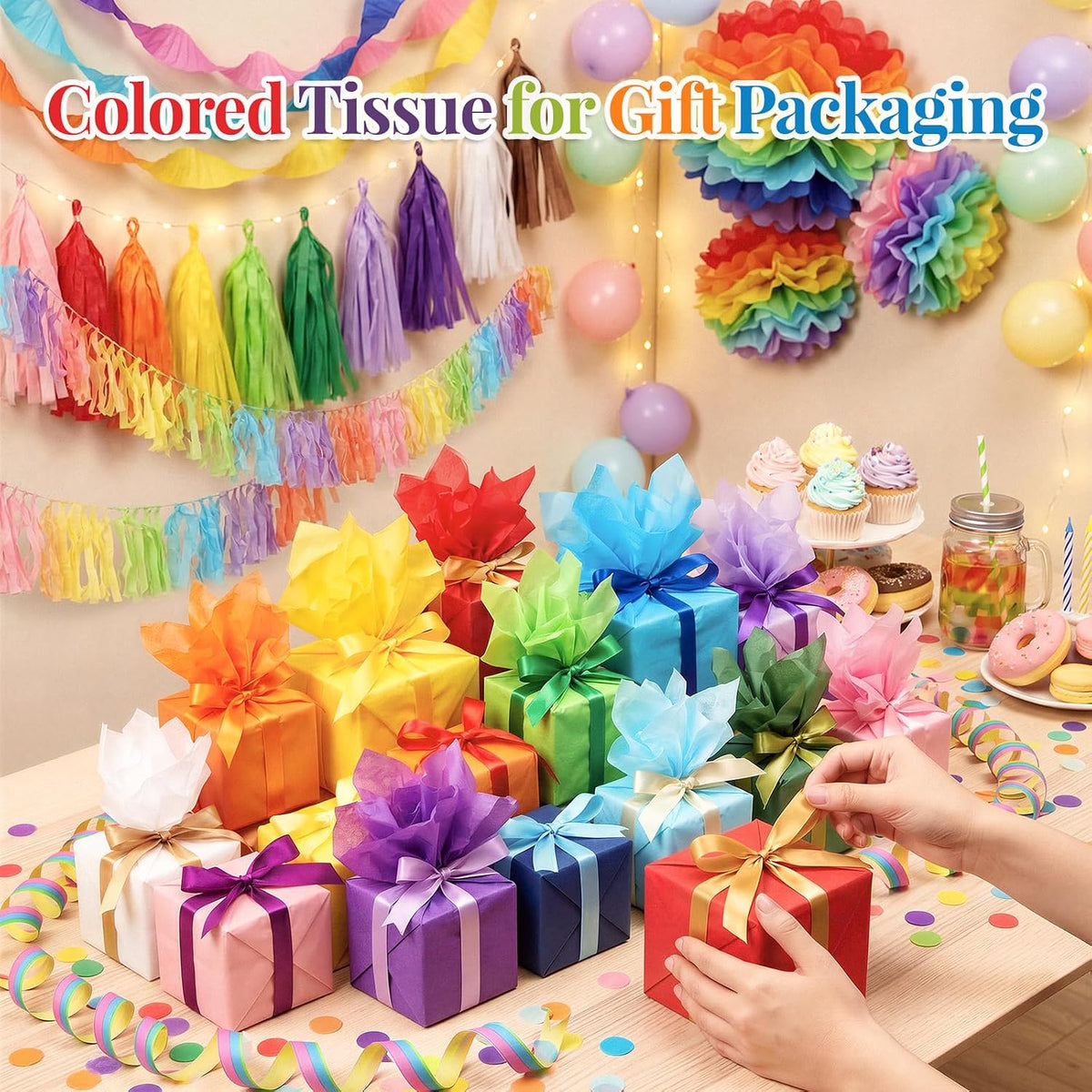 800 Sheets Bulk Tissue Paper for Crafts, 36 Colors, 11.5X 8 Inches