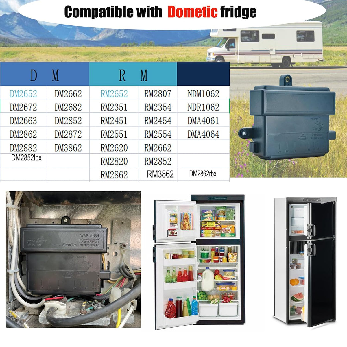 3316348.900 RV Fridge Control Board, Fit for Dometic DM2652 RM2652 etc Fridge(Some old models are incompatible). Seven Ports bottom.Not Replace The Bottom Eight Or Ten Ports old board.5 Years Warranty