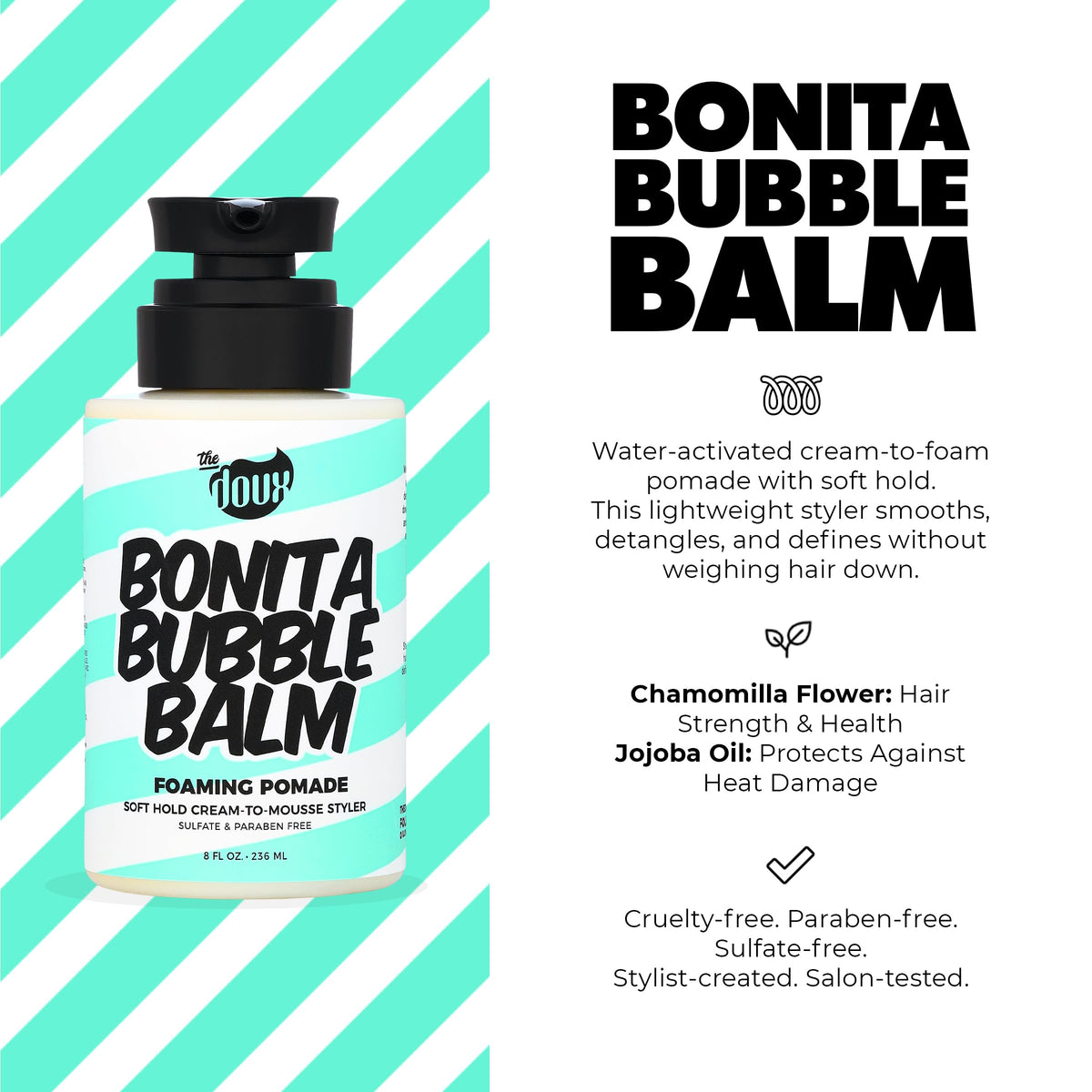 BONITA BUBBLE BALM Foaming Pomade, Cream-to-Foam Styler, 8 oz