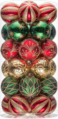 Christmas Balls Ornaments, 30ct Shatterproof Xmas Tree Decorations, Hanging Bulbs Baubles Set with String for Holiday