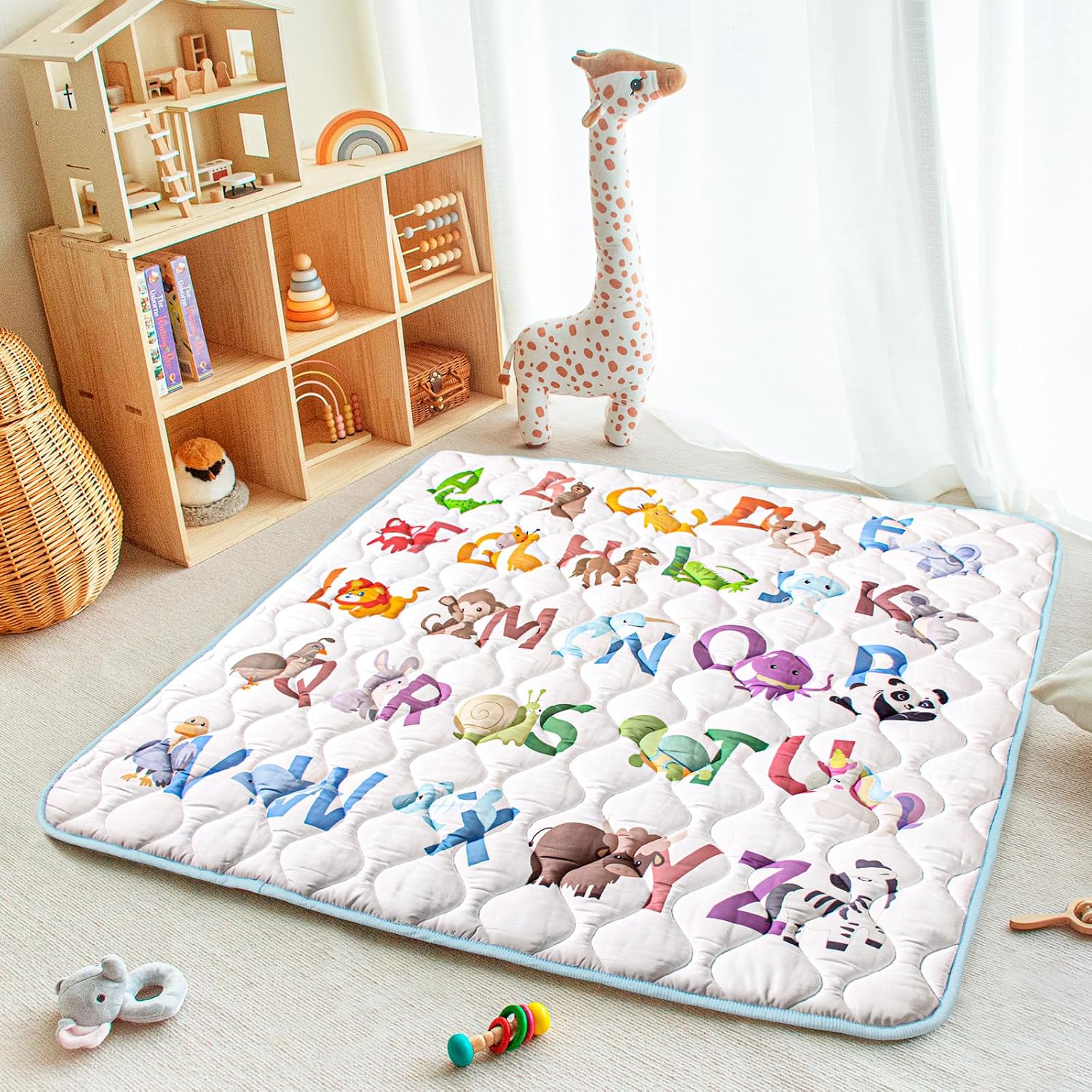 Baby Play Mat, 50x50 Playpen Mat with Machine Washable | Activity Mat with Upgraded Anti-Slip Bottom, Super Soft