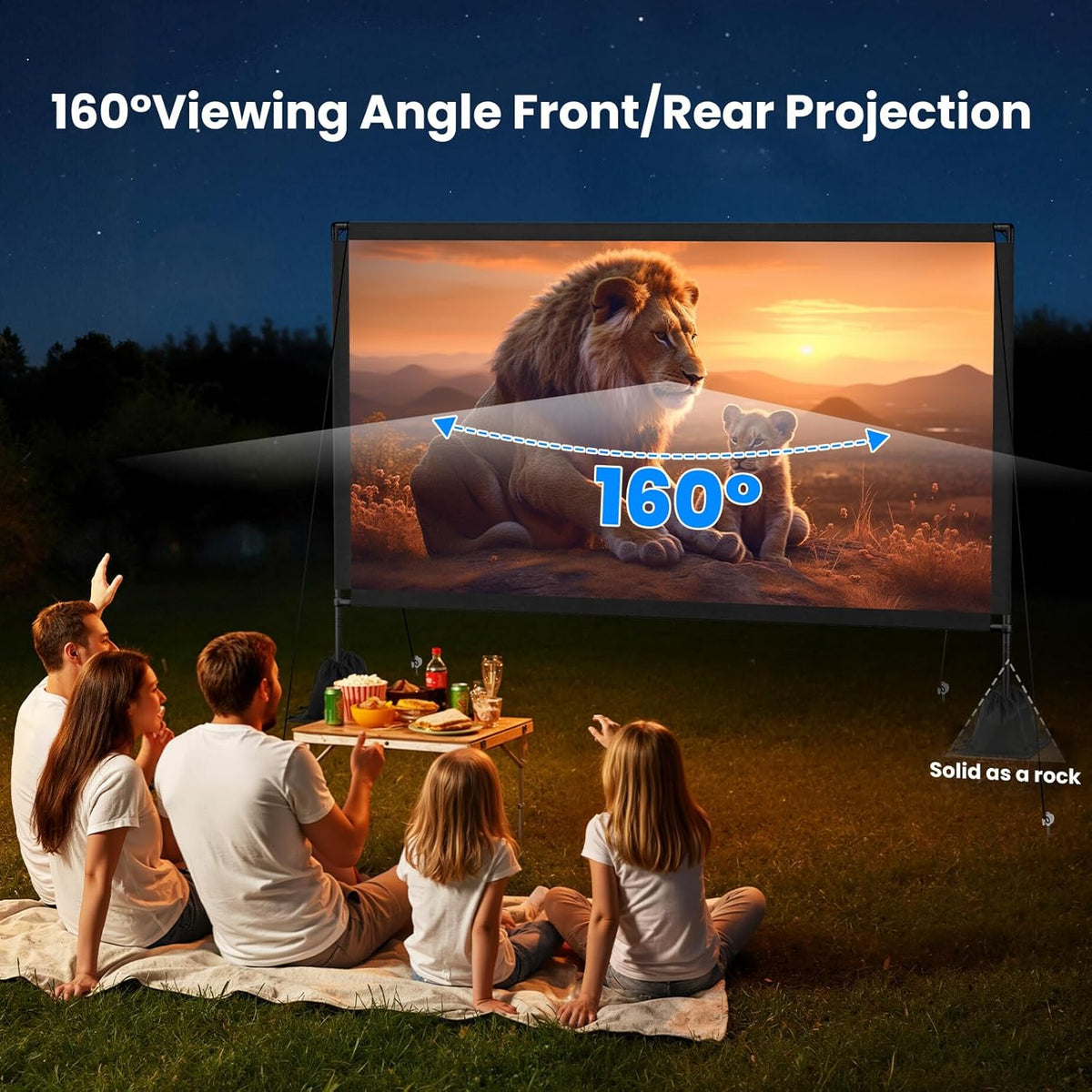 120inch Projector Screen with Stand: Portable Projector Screen Outdoor Indoor Front/Rear16:9 4K HD with Carry Bag