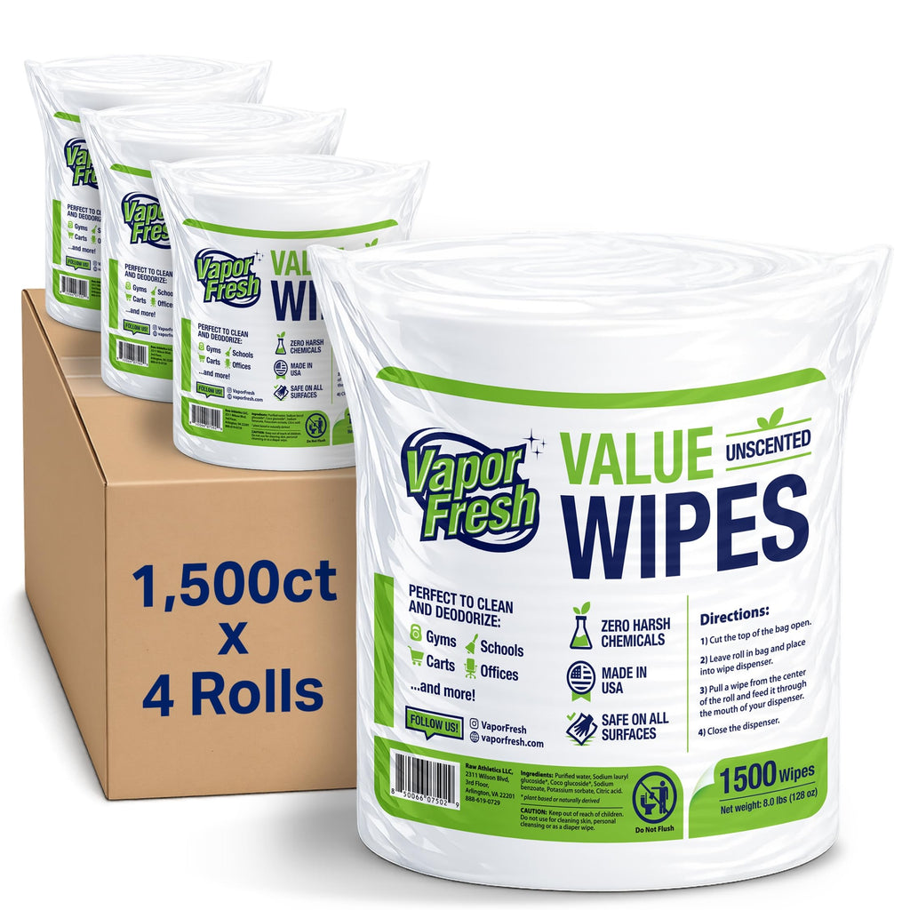 Value Wipes For Gym Equipment, 1500 Count, 4 Rolls