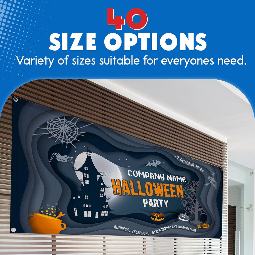 Custom Banners and Signs for Indoor Outdoor w/Any Image, Logo & Text Vinyl Banner | 5 Theme, 15 Font & 25 Background