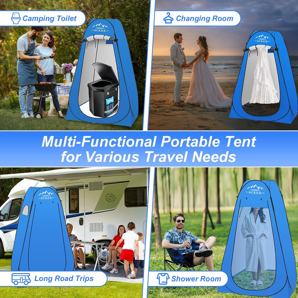 16.5'' Camping Toilet with Pop-Up Privacy Tent Set, XL Portable Toilet for Camping, Outdoor Showers Changing Rooms