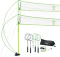 EastPoint Outdoor Games, Volleyball Net, Badminton Set, 4 Rackets & Ball | 2-In-1 Backyard Play, Height-Adjustable