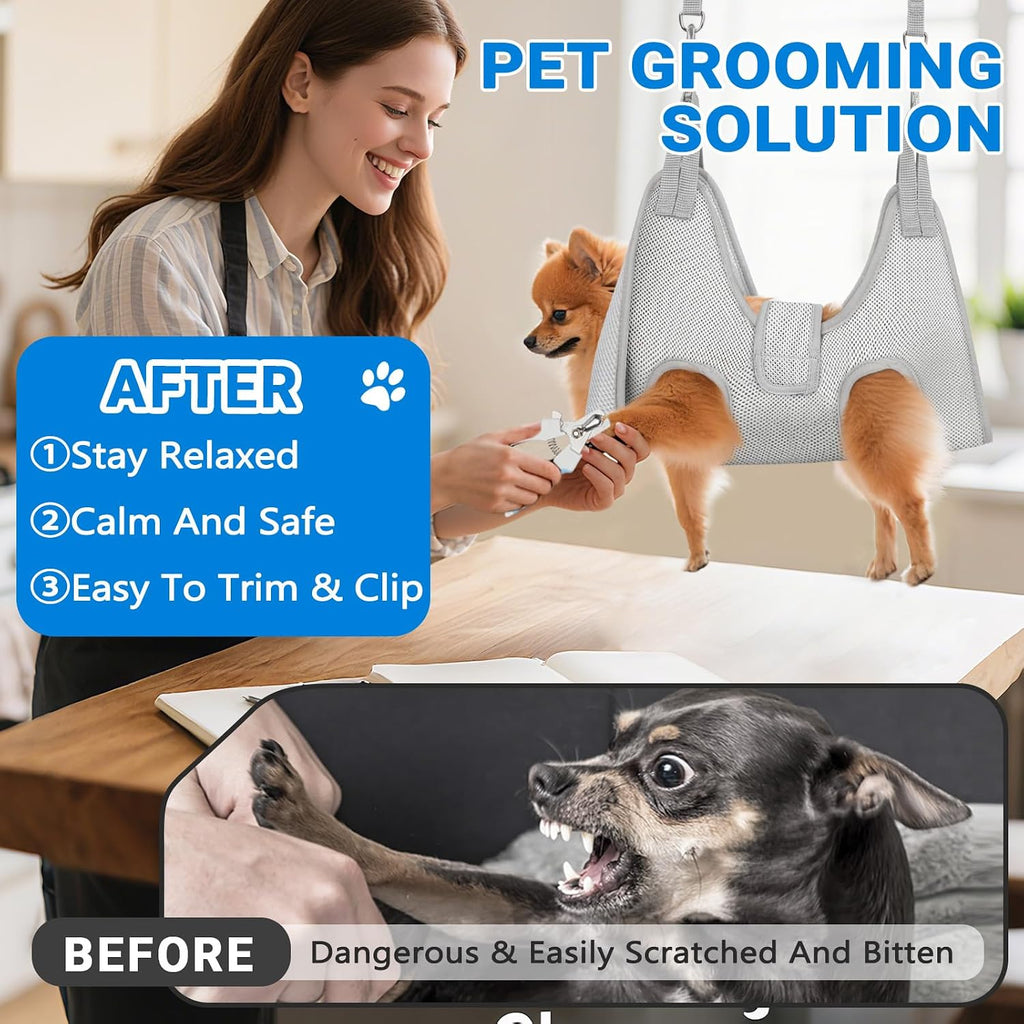 Dog Grooming Hammock for Small Dogs, Dog Hanging Harness for Nail Trimming Doorframe, Pet Holder Restraint for