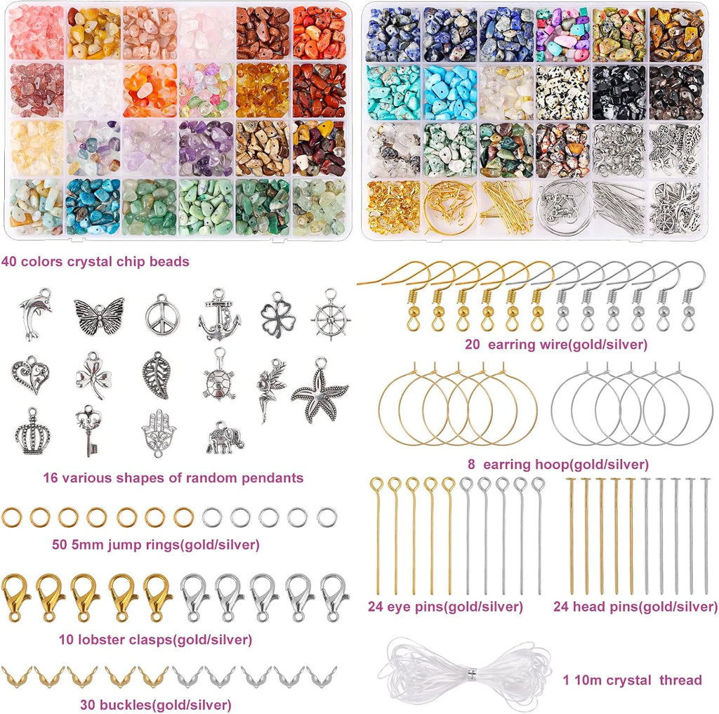 40 Colors Crystal Beads for Jewelry Making Crystal and Gemstone Beads 900pcs Jewelry Making Supplies Kit for Ring