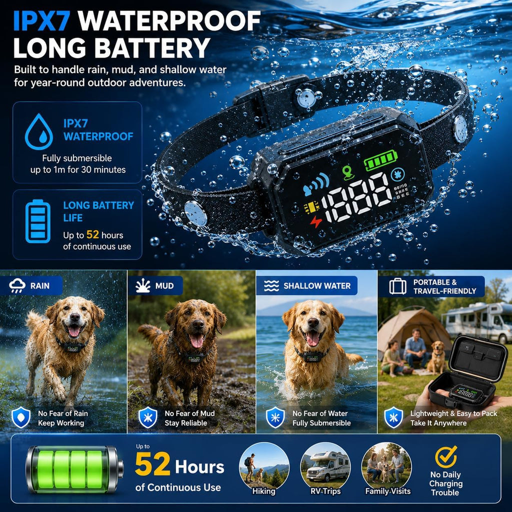 GPS Wireless Dog Fence System, Invisible Dogs Fence 49-6561 FT Range, IPX7 Waterproof Rechargeable Electric Dog Pet