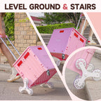 Nedcart Rolling Crate with Stair Climbing Wheels, Foldable Utility Cart with Detachable Lid & Telescoping Handle