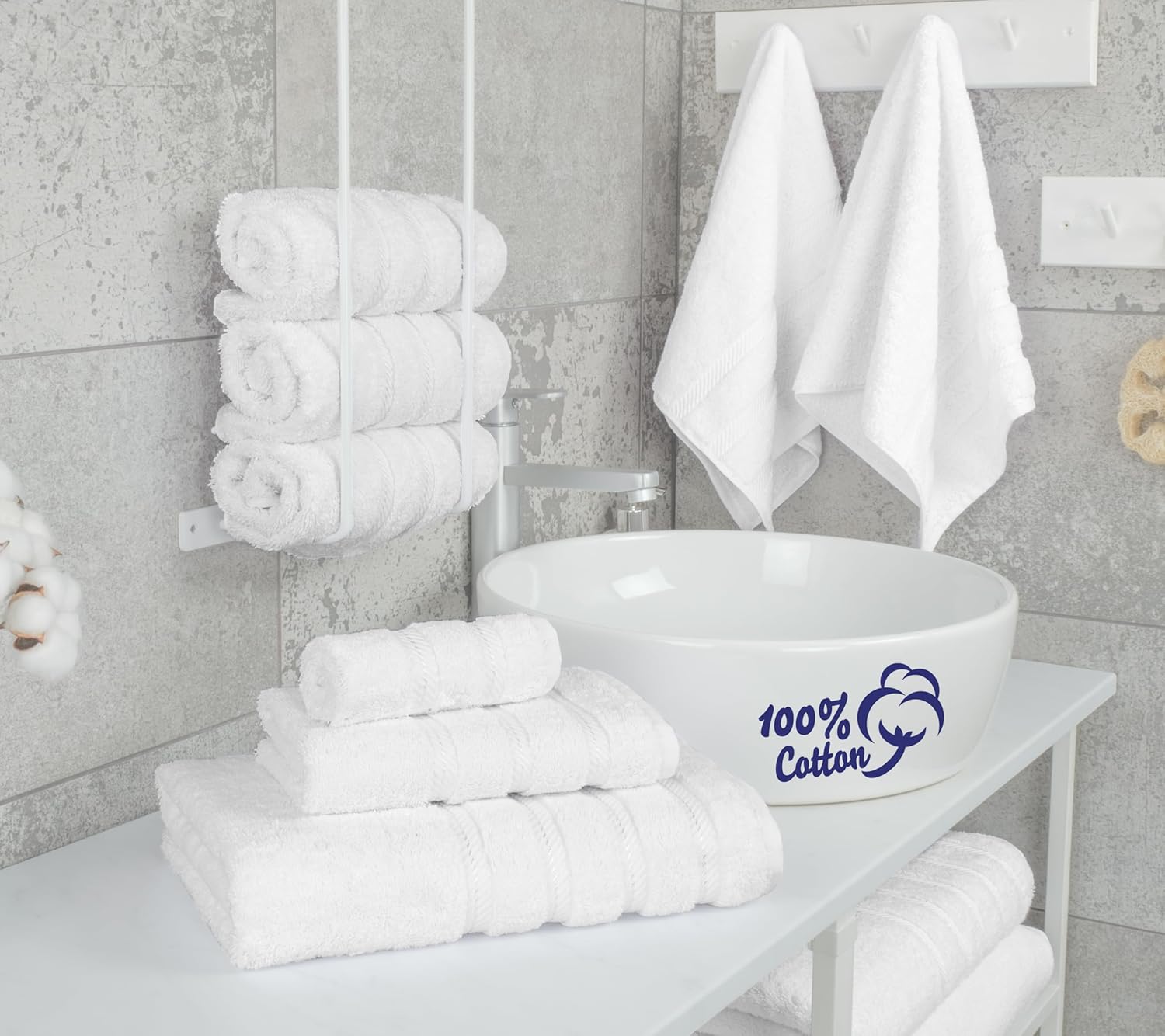100% Cotton Luxury Turkish Towels, 6 Piece Towel Set | Soft Absorbent Quick Dry OEKO Tex Standard 100 Certificated