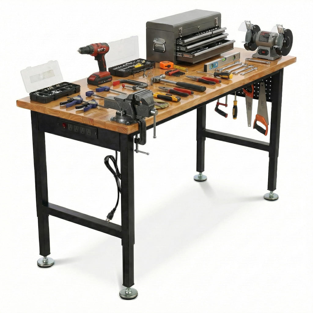 60 Inch Adjustable Workbench for Garage Workshop 29.5-38.6 Inches