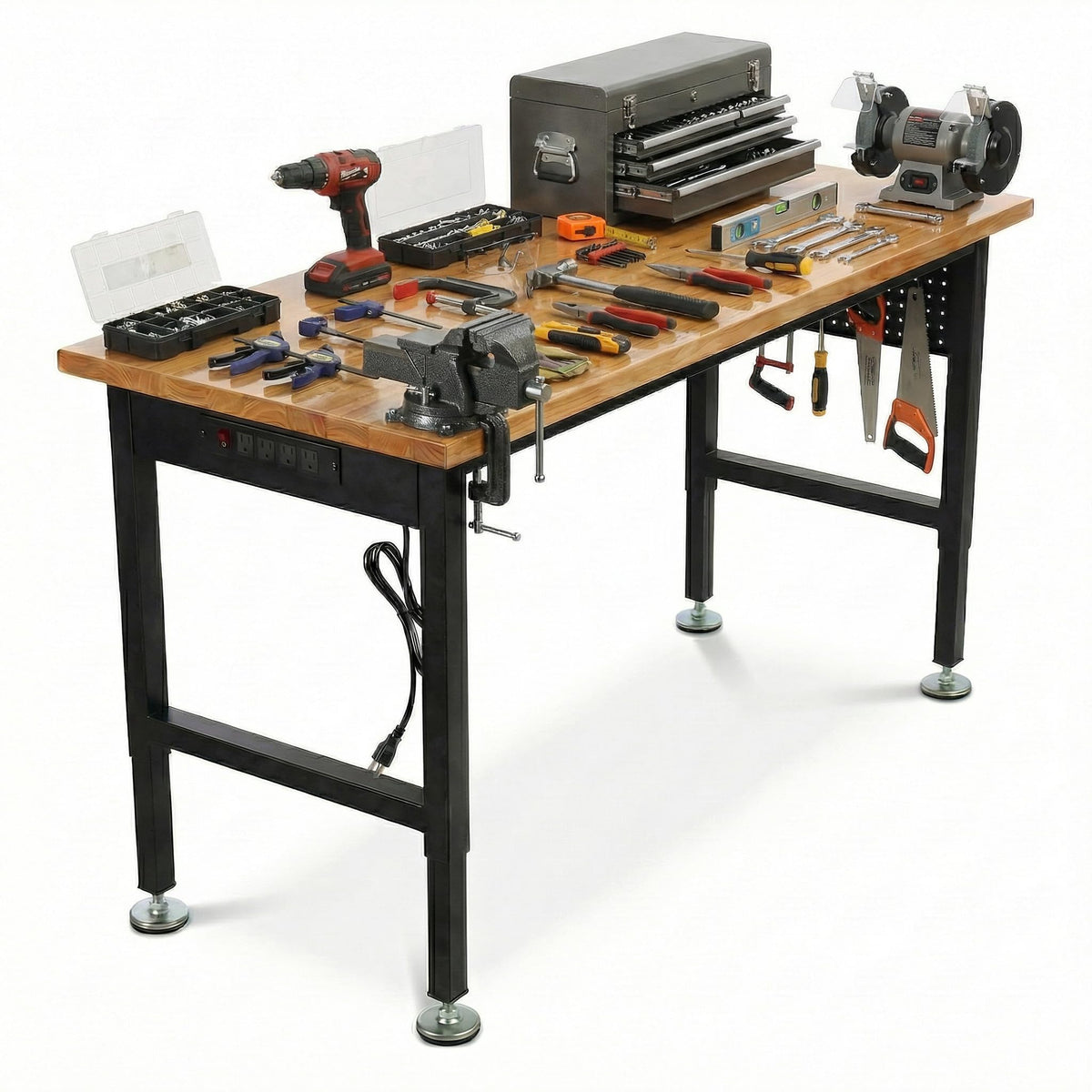 60 Inch Adjustable Workbench for Garage Workshop 29.5-38.6 Inches