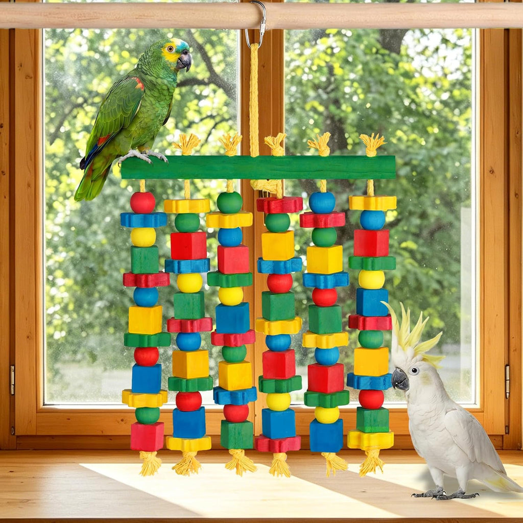 Parrot Toy Bird Toys Natural Wood Bird Chewing Toys for Large Bird Macaws, African Grey, Cockatoos, Amazon Parrots