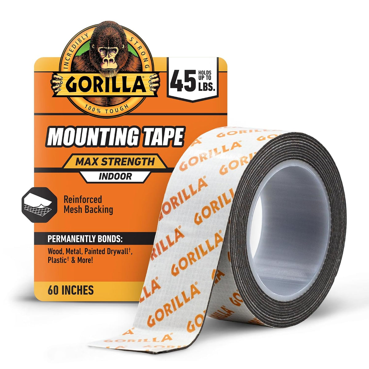 Mounting Tape, Max Strength, Double-Sided, 1 in x 60 in