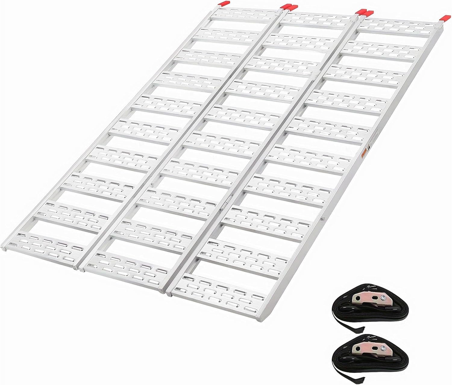 1500-LBS Capacity Aluminum Tri-Fold Loading Ramps with Load Straps