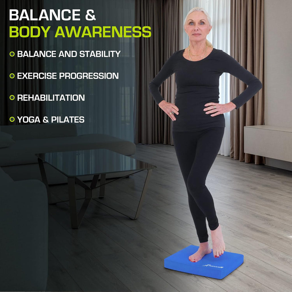 Exercise Balance Pad, Non-Slip Cushioned Foam Mat & Knee Pad for Fitness and Stability Training, Yoga, Physical Therapy